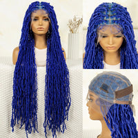 36 Inch Synthetic Faux Locs Knotless Braided Wig Full Lace Ombre Colored Hair Wig
