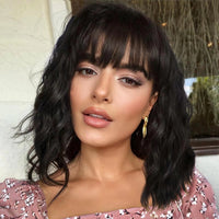 Brown & Mixed Wavy Bob Synthetic Wig for Women - Image 11