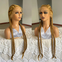 Synthetic Lace Front Wig 32 Inches 4 Twist Cornrow Braided Wigs With Baby Hair