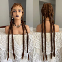 Synthetic Lace Front Wig 32 Inches 4 Twist Cornrow Braided Wigs With Baby Hair