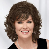 Women Synthetic Hair Wigs Short Curly with Bangs Shoulder Length Blonde Wig