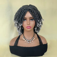 Locs Afro Bob Braided Wig Synthetic Faux Locs Crochet Twist Braiding Wig