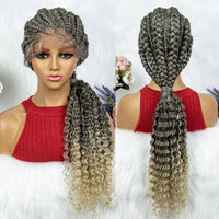 Lace Front Synthetic Cornrow Braided Wigs Natural Knotless with Baby Hair