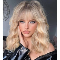 Brown & Mixed Wavy Bob Synthetic Wig for Women - Image 12