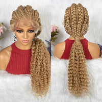 Lace Front Synthetic Cornrow Braided Wigs Natural Knotless with Baby Hair