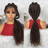 Lace Front Synthetic Cornrow Braided Wigs Natural Knotless with Baby Hair