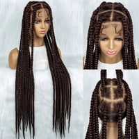 36inch Knotless Box Braided Wigs Synthetic Transparent Full Lace Braids Wig For Women with Baby Hair