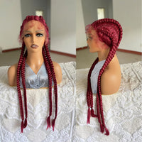 Synthetic Lace Front Wig 32 Inches 4 Twist Cornrow Braided Wigs With Baby Hair