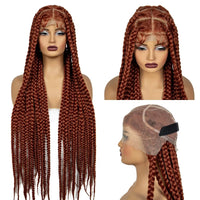 36inch Knotless Box Braided Wigs Synthetic Transparent Full Lace Braids Wig For Women with Baby Hair