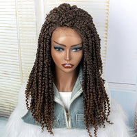 Braided Dreadlock Curly Wig 18 Inches Synthetic Soft Faux Locs Wigs Braiding Crochet Twist Hair Wigs For Black Women