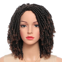 Braided Wigs For Women Synthetic Wig Ombre Braided Dreadlock Wig Black Brown Red African Faux Locs Crochet Twist Hair Short Wigs