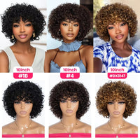 Brown & Mixed Curly Kinky Machine Made Human Hair Wig for Women - Image 9