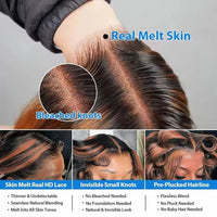 Upgraded 1B/30 Balayage Body Wave 13x4 Highlight Lace Front Human Hair Wig Vietnamese 30 Inch Omber Brown Colored Wig