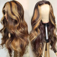 Blue Highlight Ombre Blonde Wig Body Wave Lace Frontal Wigs 13X4 HD Lace Wig Synthetic High Quality Pre Plucked Daily Cosplay