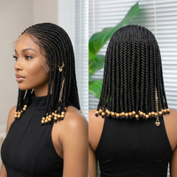 14 Inch Short Bob Wig Cornrow Braided Wigs Synthetic Lace Front Wig