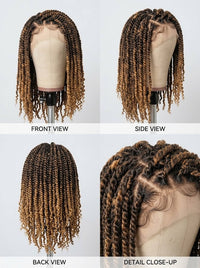 18" Ombre Curly End Passion Twist Full Lace Wig