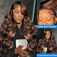 Upgraded 1B/30 Balayage Body Wave 13x4 Highlight Lace Front Human Hair Wig Vietnamese 30 Inch Omber Brown Colored Wig