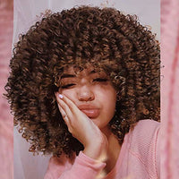 Brown Curly Afro Synthetic Wig for Women - Image 1