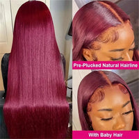 Wine Red Straight HD Lace Human Hair Wig for Women - Image 6