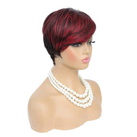 Synthetic Natural Black Mixed Red Pixie Cut Wig for Black Women
