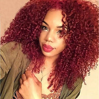 Wine Red & Red Curly Synthetic Wig for Men - Image 1