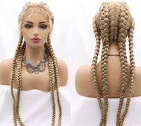 100% Hand-Braided 4 Dutch Braids 27/613 Cornrow Braid Front Lace Wig