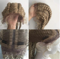 100% Hand-Braided 4 Dutch Braids 27/613 Cornrow Braid Front Lace Wig