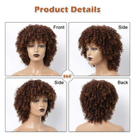 Afro Fluffy Little Curly Wig, Heat Resistant Wig, Fashion Wig, Cosplay Wig, Short Hair Wig, Brown Wig