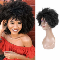8" Black Curly Kinky Human Hair Wig for Men - Image 1